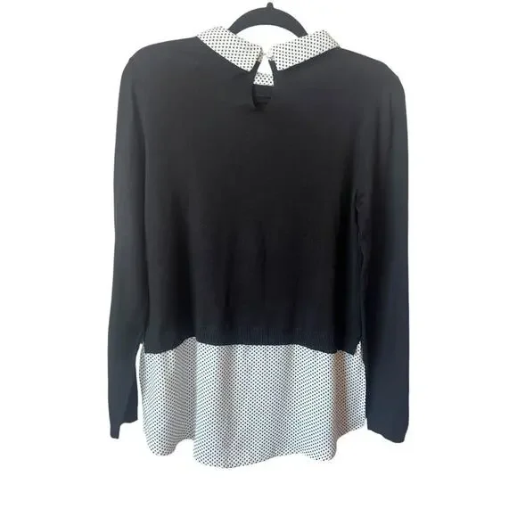 ADRIANNA PAPELL WOMENS WOVEN HEM CROP TWO FOR ONE SWEATER - Picture 2 of 15